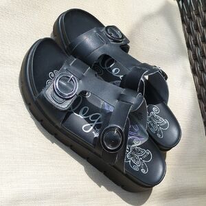 Alegria Black Vita Slide Sandals with Buckles & Velcro Size 40